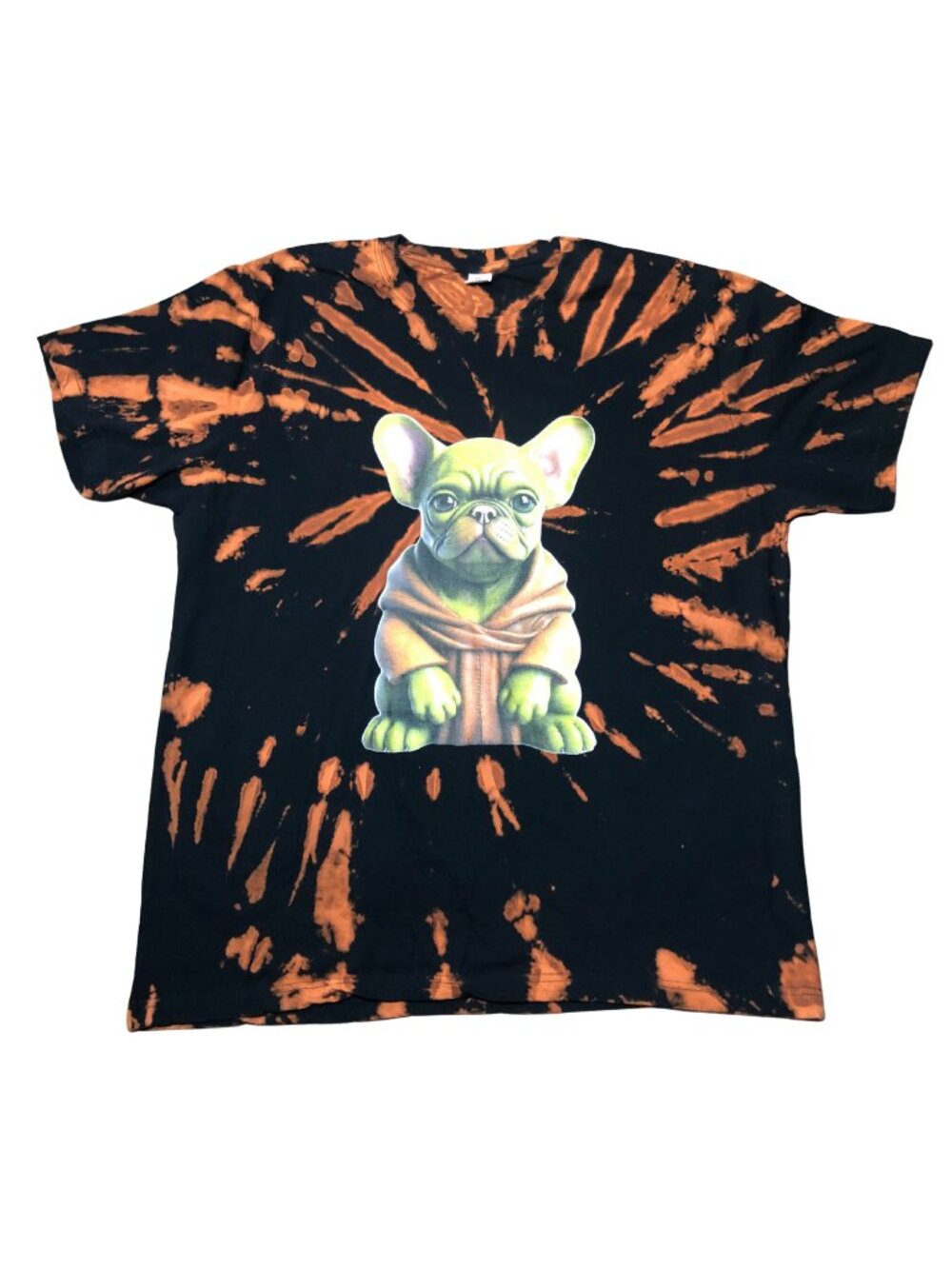 Custom Baby Yoda Frenchie Reverse-Dye Spiral T-Shirt - Unisex Adult Sizes